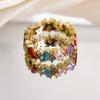 Charm Fashion Colorful Rainbow Crystal Geometric Mixed Shape Gemstone Eternity Rings for Women Party Daily Wear Jewelry Gifts