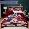 High School DxD Muster Bettwäsche Steppbett-Set Bettbezug Kissenbezug Heimdekoration Geburtstagsgeschenk (1 Bettbezug + 2 Kissenbezüge (ohne Füllung))
