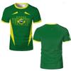Brasilianische Stil Gedruckte Fußball T-Shirts Herren und Damen Sport Schnelltrocknendes Trikot Brasilien Flagge Grafik Kurzarm Tees