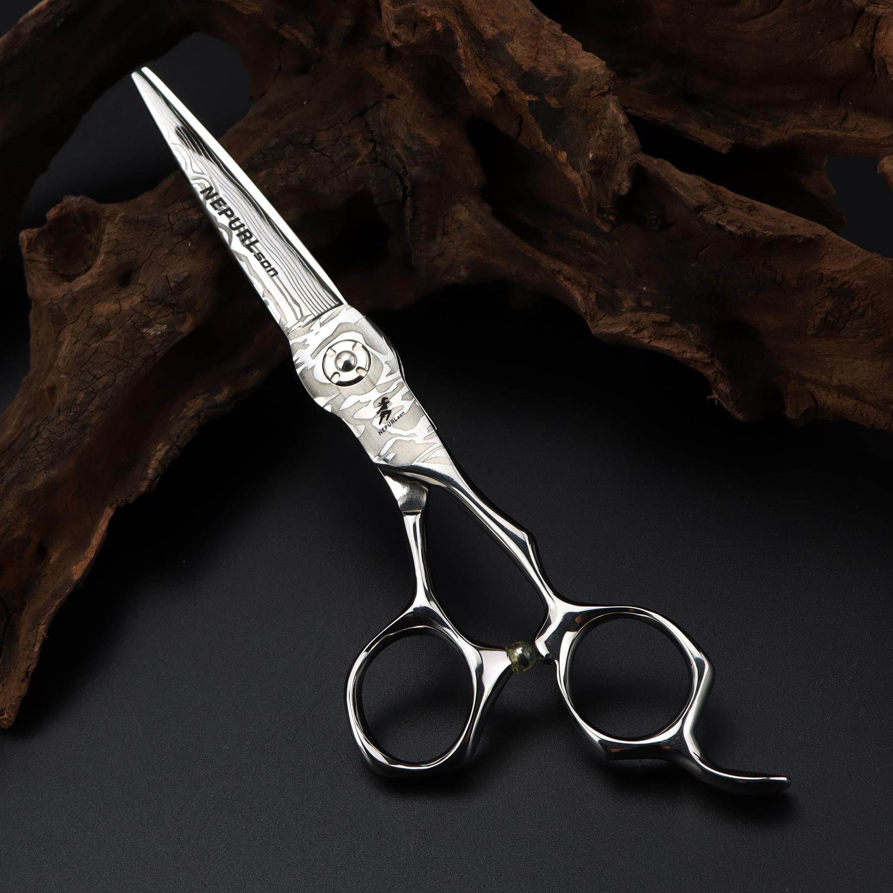 6.0  440C Damascus Barber & Hairdressing Scissors - Straight Shears for Bangs