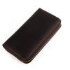 Vintage Crazy Horse Leather Men Wallet Long Zipper Card Holder Wallet