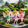 Miniature di Fate Ragazze Fatate Ornamenti con Foglia di Loto per Fioriera Giardino Fatato Paesaggi Muschiosi Scrivania di Casa Scaffale Decorazione per Auto