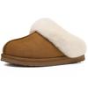 Fashion Crestar Women's Fuzzy House Slippers Winter Fluffy Memory Foam Suede Slippers with Faux Fur Collar Comfort Warm Indoor Slippers