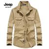 JEEP SPIRIT Men's Washed Long Sleeve Workwear Shirt
