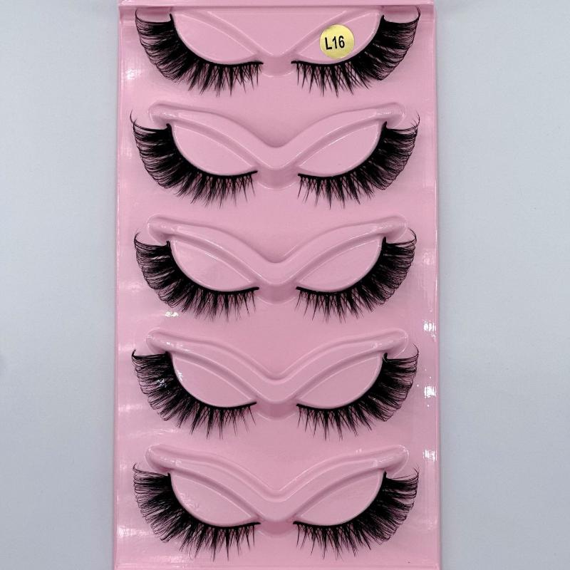 Makeup 5 Pairs Cat Eye Lashes Faux Eyelashes  Eye Elongated False Eyelashes