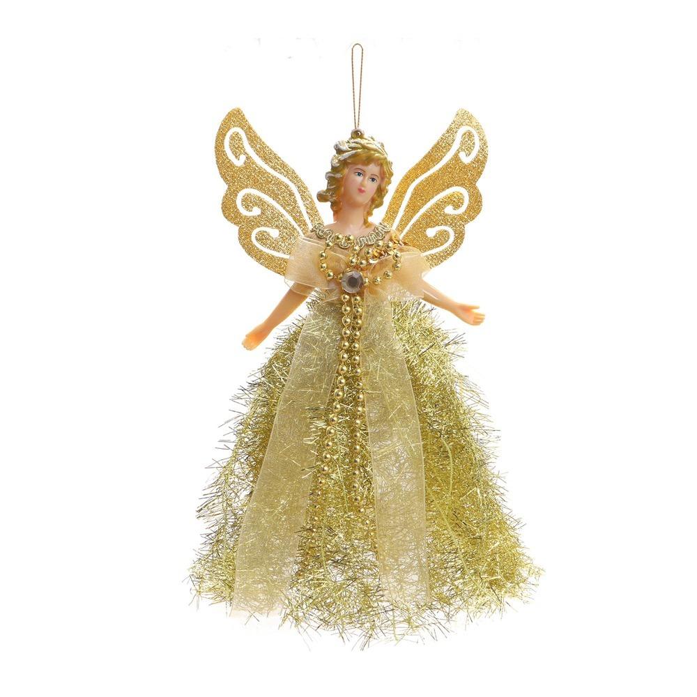 Glitter Christmas Angel Pendant with Shining Wings Hanging Angel Doll  New Year