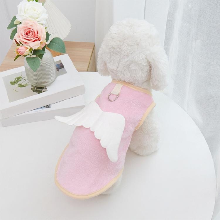 Hundeweste Frühling Flauschiger Stoff mit Cartoon-Flügel Pullover Mantel Kleidung Bekleidung