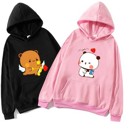 Felpe Carine Dudu e Bubu Felpa Coppia Orso Panda e Orsetto Marrone Abbigliamento Uomo Donna Stile Kawaii Top