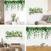 Green Plants Leaves Wall Decals Hanging Vine Wall Stickers Removable Peel And Stick Wall Art Murals for Kids Bedroom TV Background Home Decor