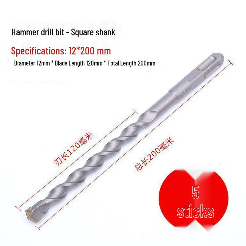 Extended Rotary Hammer Drill Bit for Concrete, Stone, and Brick