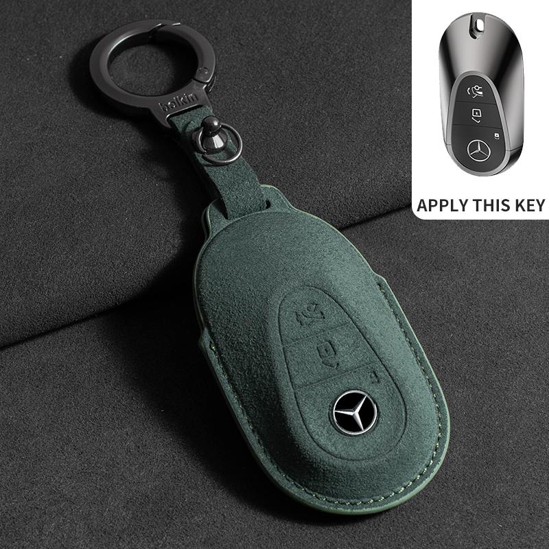 Suede Leather Car Key Case for Mercedes Benz E Class W213 W205 E200 E260 E300 E320 AMG CLA 2018 2019 2020 Remote Fob Shell Case