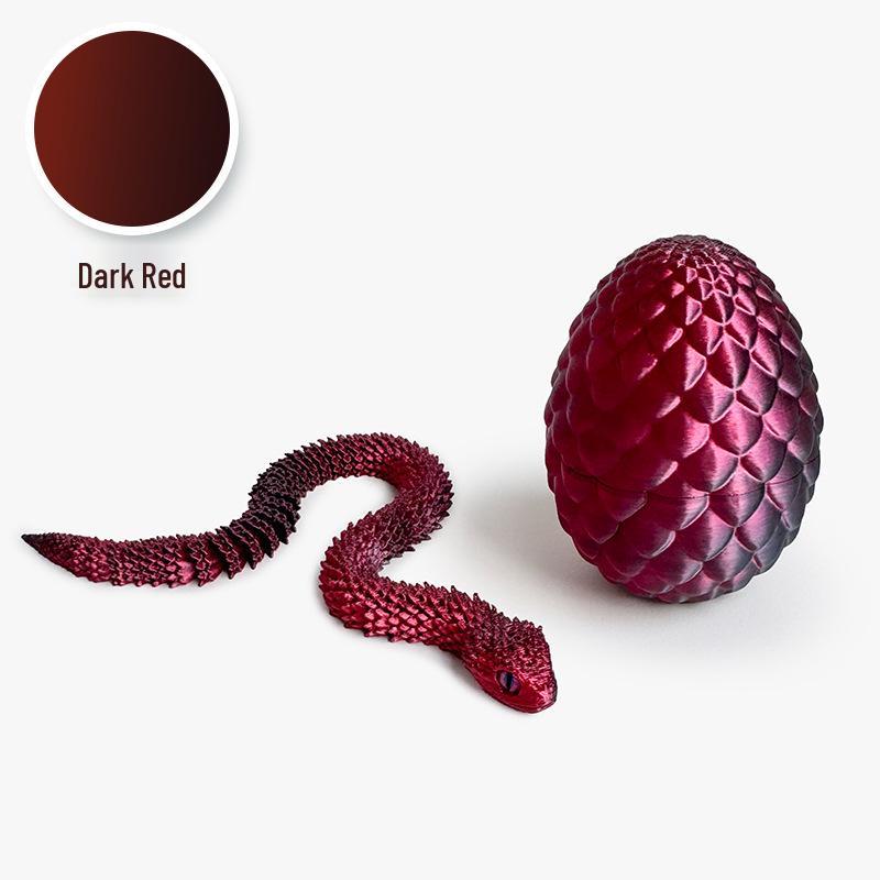 3D Printed Luminous Snake Dragon Egg Set with Movable Joints - Ornament Toy Handicraft