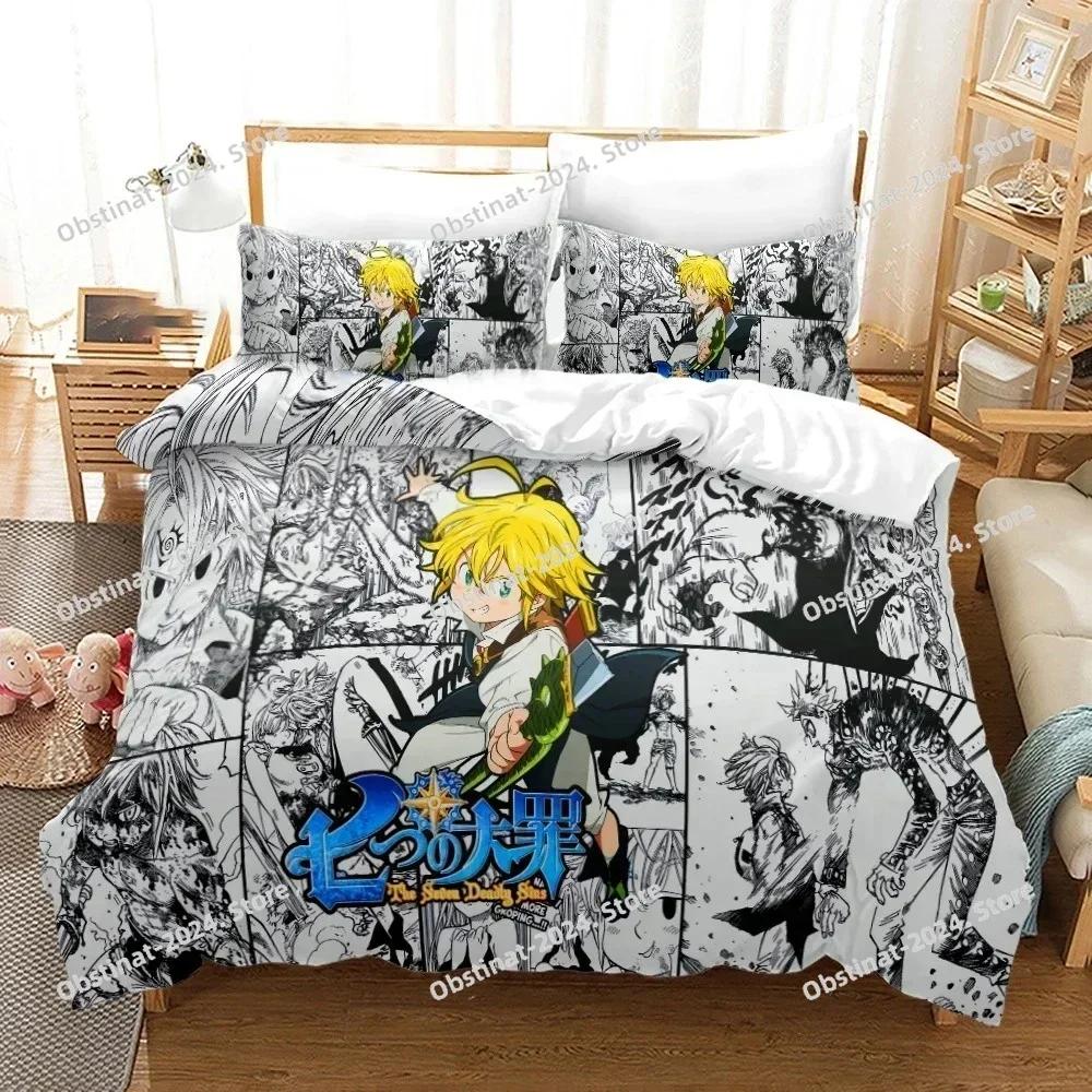 Top Seven Deadly Sins Bedding Set Anime Meliodas Printed Single Comforter Duvet Cover Pillow Case 3 Pieces Sets Kids Adult Size