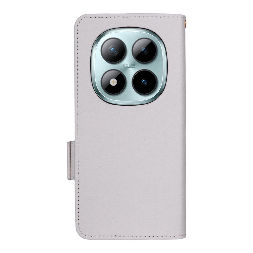 Dla Xiaomi Poco M8 Pro 5G/Redmi Note 15 Pro+ 5G (Światowy) Etui Portfel ze Skóry z Teksturą Litchi z Paskiem na Nadgarstek