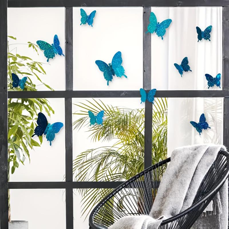 12Pcs/Set 3D Flash Color Butterfly Stickers Home Decor & DIY Wall Art for Window Wall Gold Silver Red Blue Wall Stickers