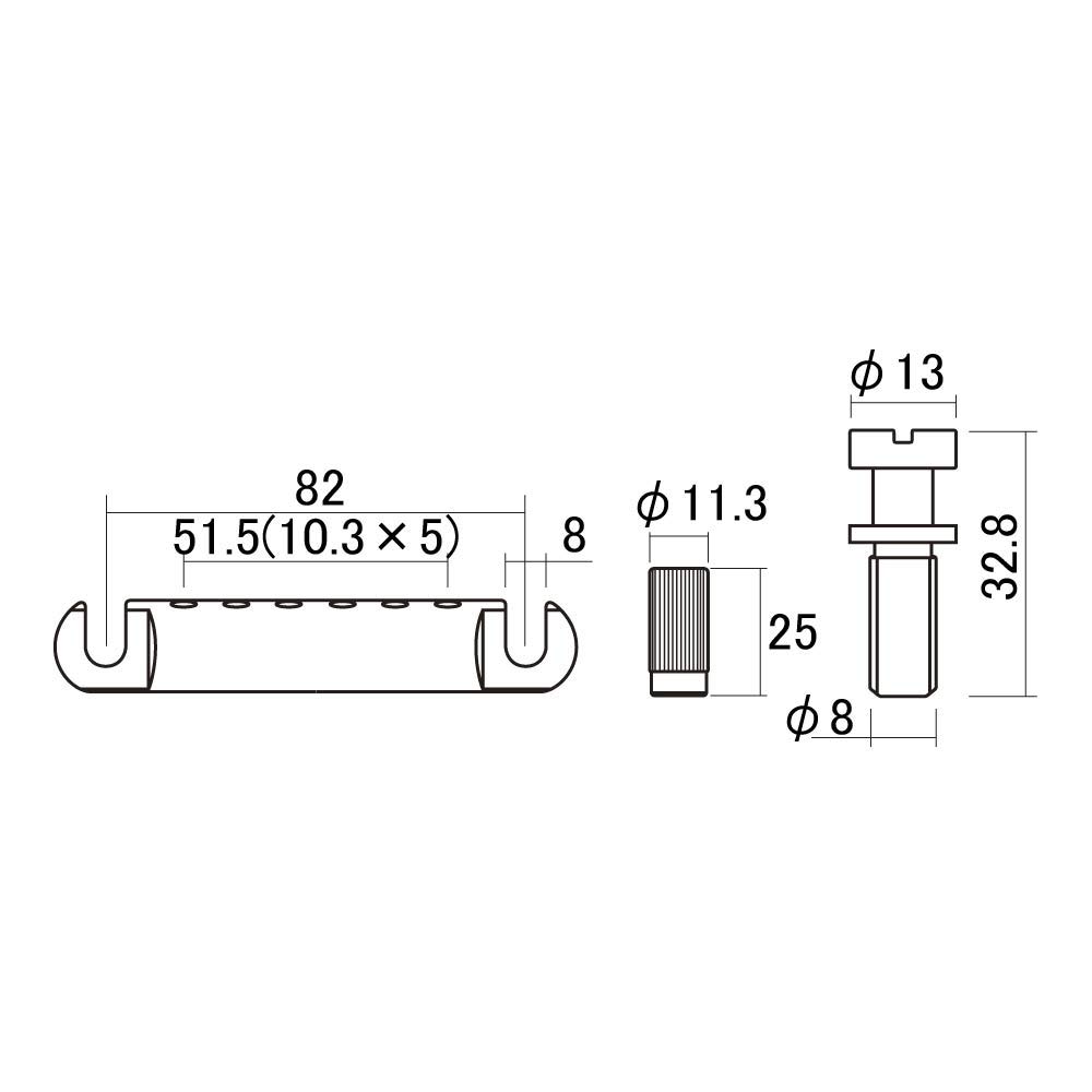 Scud Stop Metric Tailpiece, Aluminum, Studs, Nickel, LPT-1AN