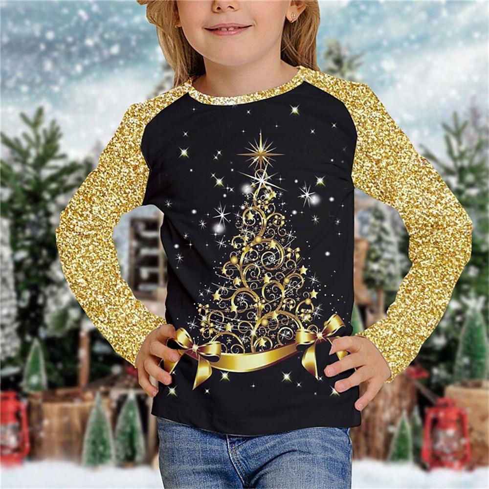 Kid Long Sleeves T-Shirt Fashionable Creativity Christmas Cartoon Animal 3D Print Autumn Casual Sports Versatile Comfortable Loose T-Shirts