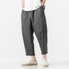 Herren Baumwolle Leinen Cropped Hosen Sommer Einfarbig Lässig Elastischer Bund Leicht Gerade Beine Hosen Locker Übergröße Herren Bekleidung