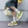 Leather trendy shoes shell head thick sole casual niche splashing ink dissolving board shoes women's spring new models