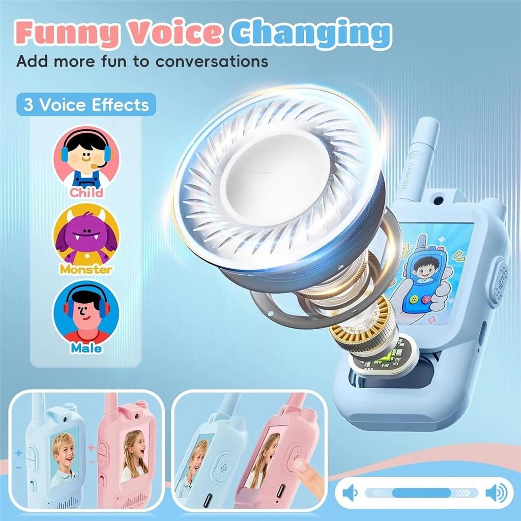 Video-Walkie-Talkies für Kinder 2er-Pack Wiederaufladbares Intercom-Walkie-Talkie Niedlicher 2-Zoll-Bildschirm Ein-Klick-Anruf Kinder-Video-Intercom