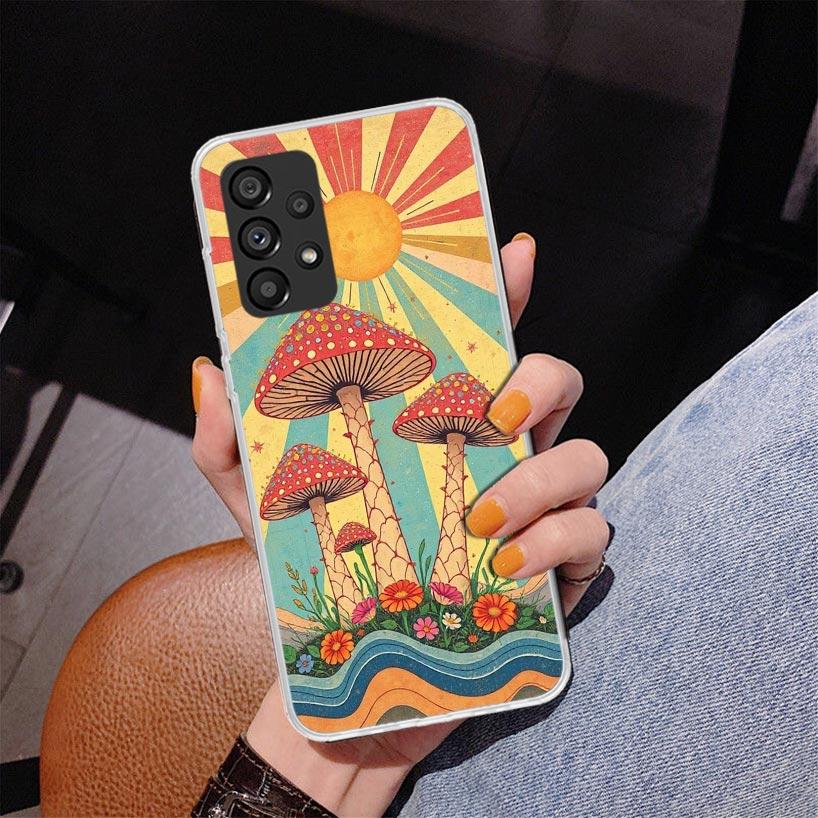 

Boho Hippy Mushroom Sunrise Phone Case For Samsung Galaxy A52 A32 A22 A12 A51 A31 A50S A30S A20S A10S Note 20 Ultra 10 Plus S10 Samsung A50