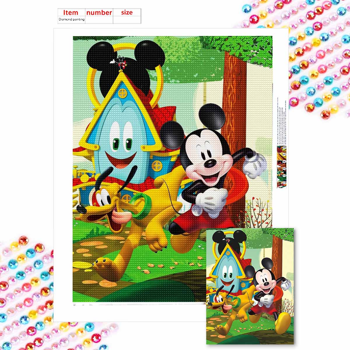 

Алмазная живопись своими руками Микки и щенок Набор для вышивания крестом Мозаичное искусство Алмазная живопись Полная выкладка Алмазная домашняя декорация Round 20x30cm