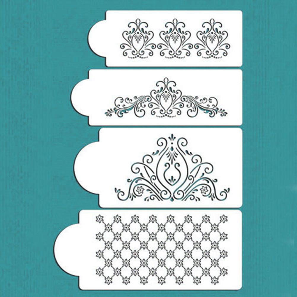 

[CL]4Pcs/Set Plastic Princess Lace Cake Cupcake Stencils Flexible Craft Stencils[CL] білий