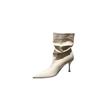 Autumn and Winter New Pointed Thin Heel High Heel Temperament Thin French Fashion Sexy Beauty Internet Celebrity Short Boots