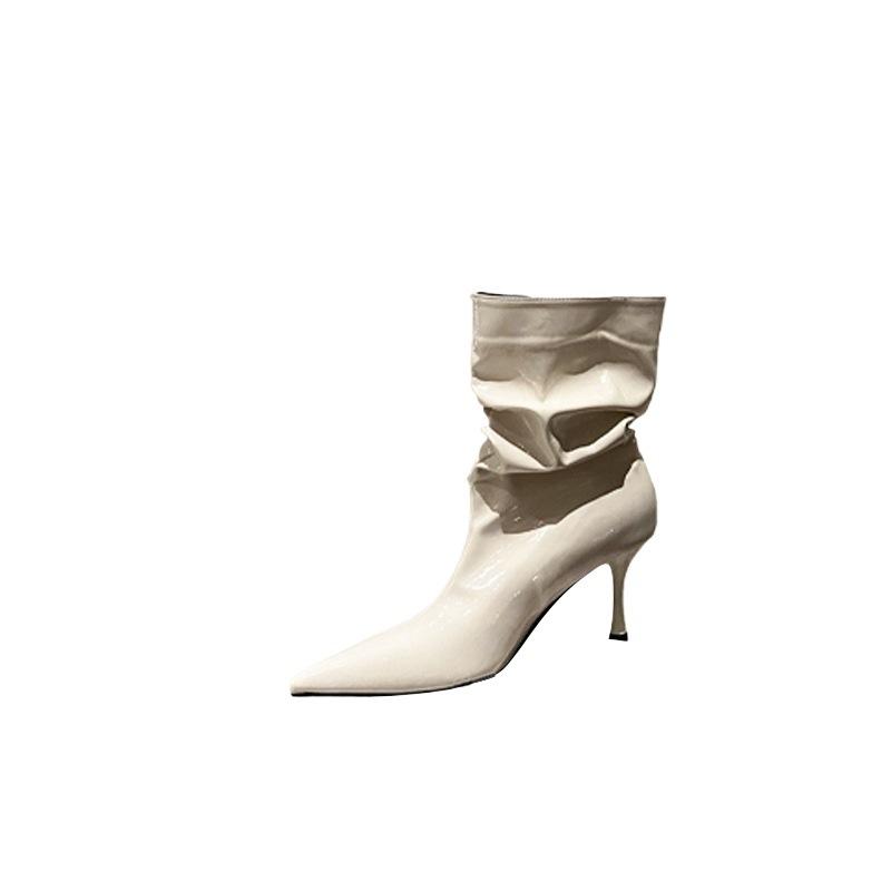 Autumn and Winter New Pointed Thin Heel High Heel Temperament Thin French Fashion Sexy Beauty Internet Celebrity Short Boots