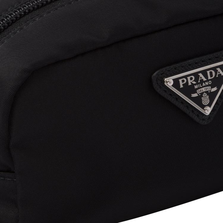 Prada Re-Nylon Enamel Triangle Logo Clutch Unisex Clutch Black 1NS175_R067_F0002