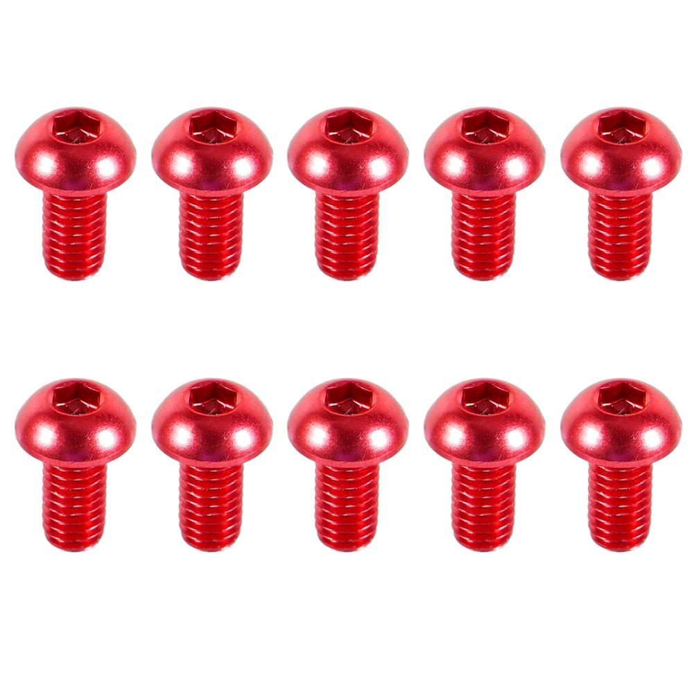 10pcs M3 6-10mm Button Round Head Aluminum Alloy   Hex Socket   Screw   Red 6mm