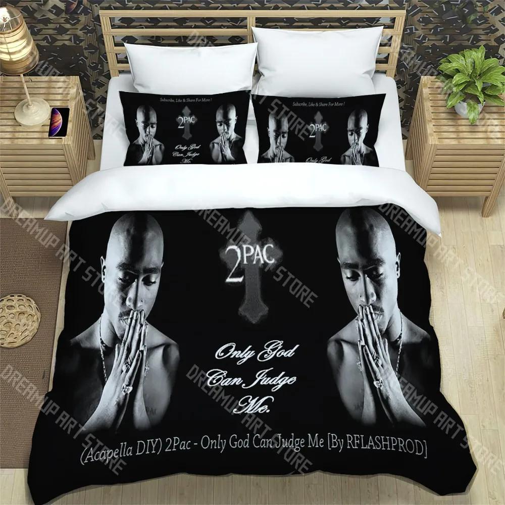 T-Tupac Shakur Fashion Trendy Print Three-piece Set Suitable for Kids or Adults Quilt Cover Pillowcase Bedding Set Birthday Gift