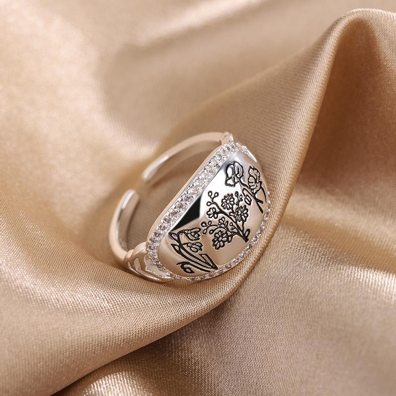 Xiaomi Original 925 Sterling Silver Oval Flower Rings For Women Counple Wedding Engagement Silver Women's Vintage Ring Fine Jewelry