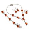 Baltic Amber Pear Shape Gemstone Jewelry Set Gift Necklace Bracelet Ring Earring