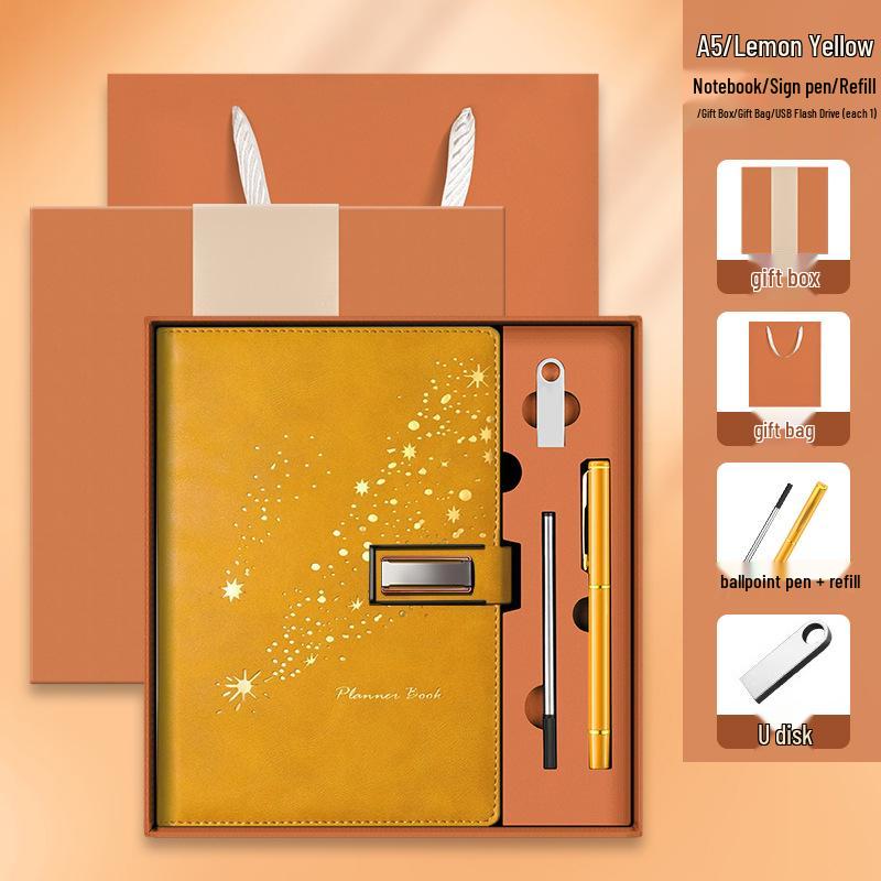 Set de regalo de cuaderno Star Double Line 2026: Libro de registro de reuniones de negocios y oficina de mayor grosor