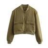 Women S Stand Collar Big Pocket Jacket Casual Outerwear