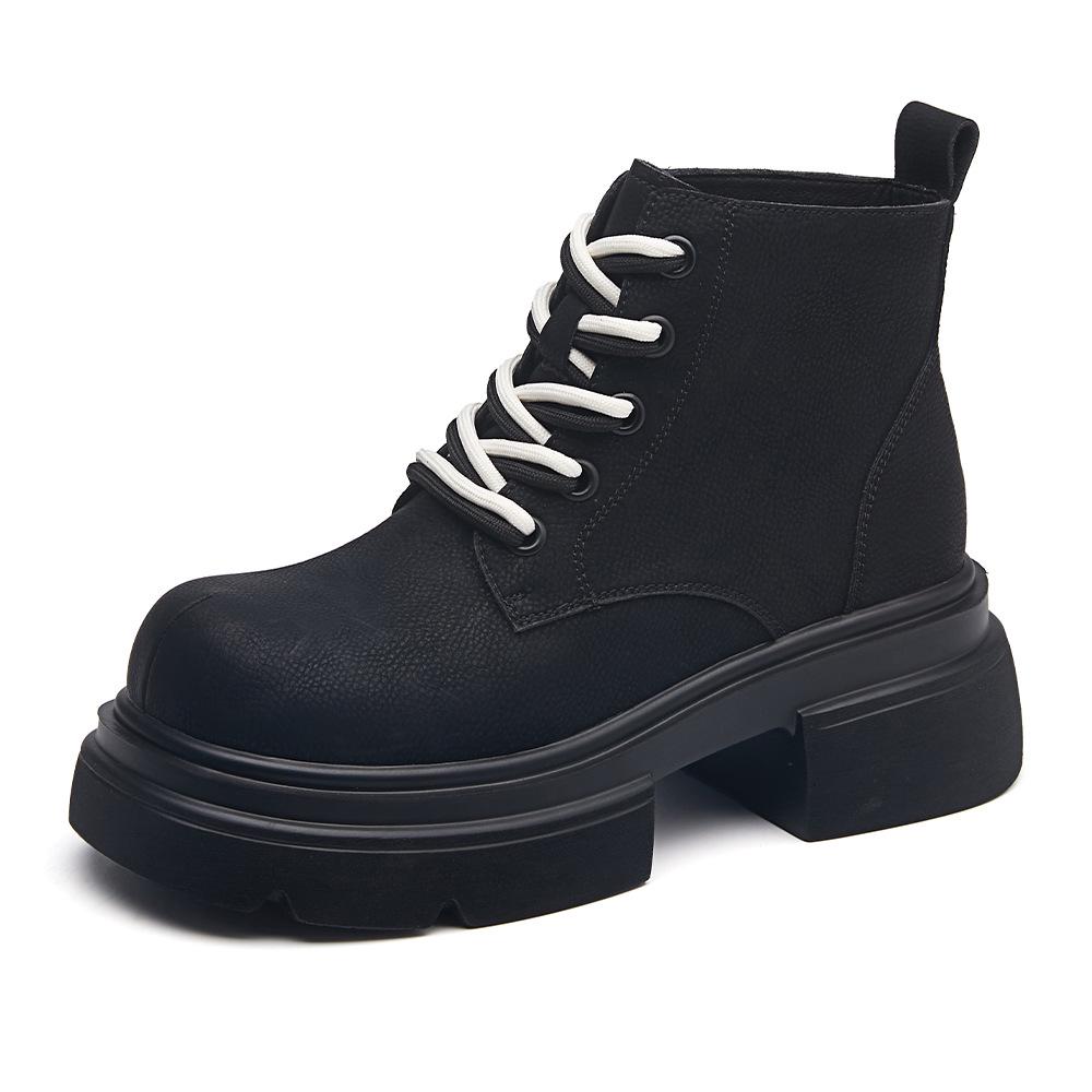 2025 Women's Retro British Style Hidden Heel Ankle Boots - Thick-Soled, Versatile Autumn Martin Boots In Classic Big Yellow.