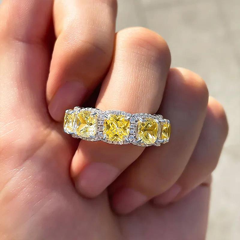 Diamond Ring, Princess Series Quadrilateral Luxury Ring, Exquisite High-End Women'S Ring