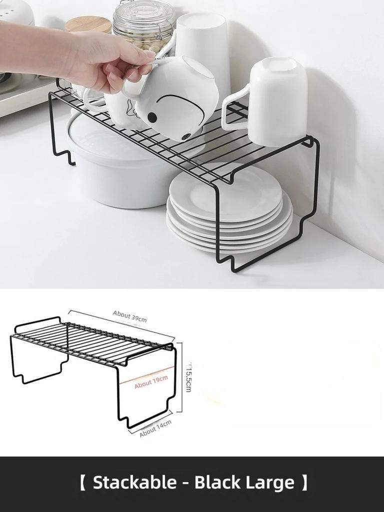 Concise Style Kitchen Scalable Organizer Storage Rack Holder Durable Tiered Rack Space Saving Kitchen Supplies Storage Rack