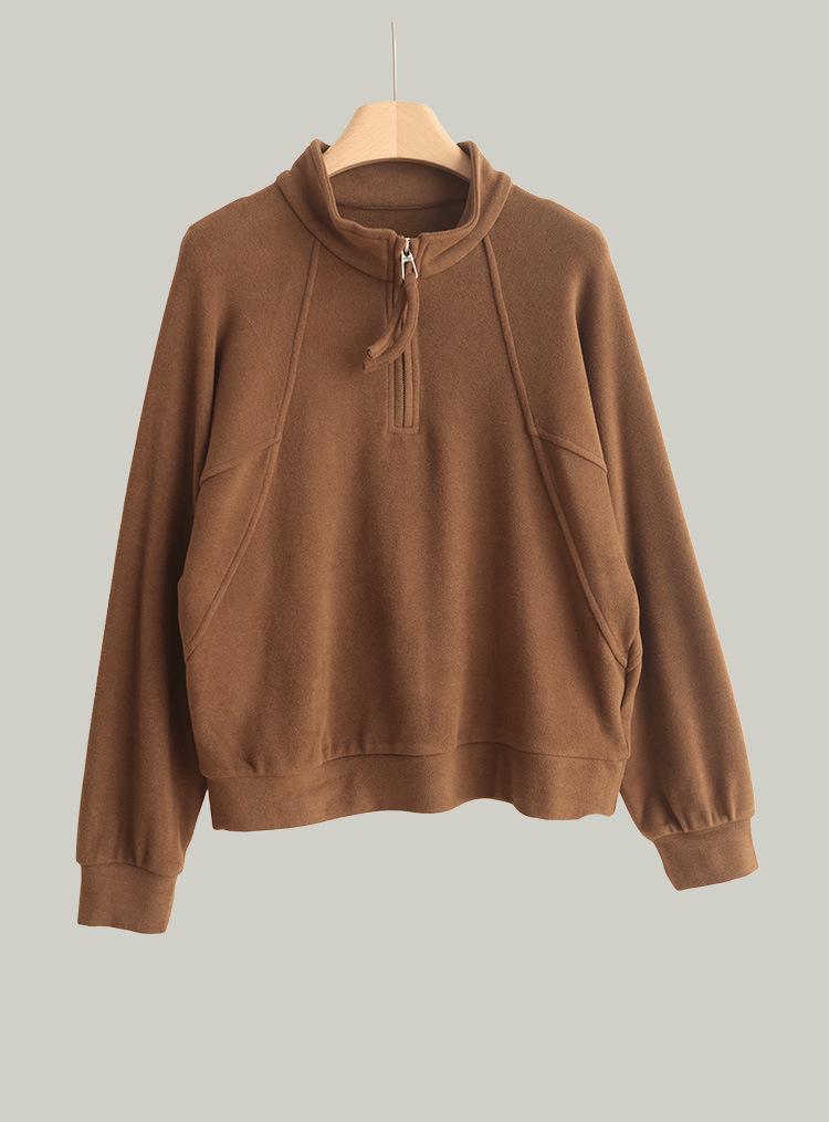 Women's Double-sided Fleece Hoodie: Soft, Fluffy, Stand-up Collar, Loose Fit, Butter-like Texture for Autumn