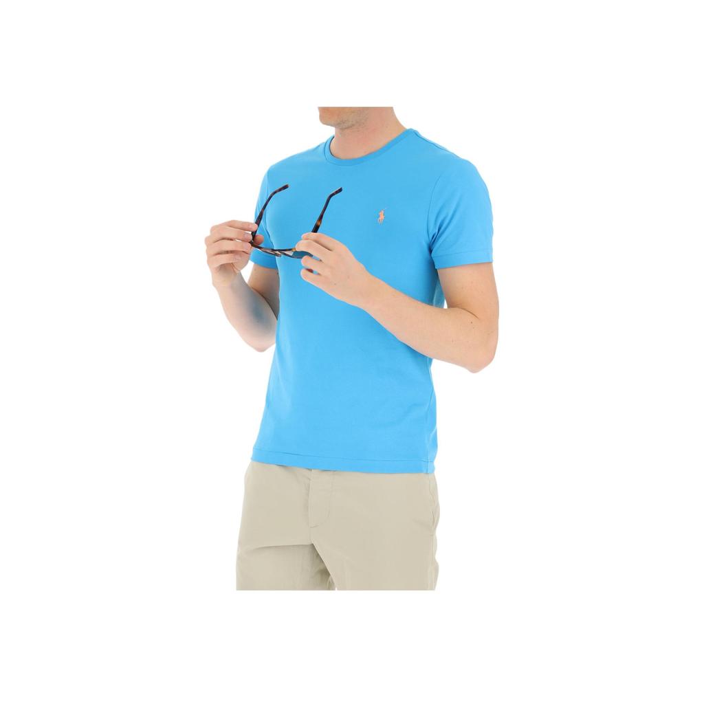 Polo Ralph Lauren Embroidered Logo Crew Neck Short Sleeve T-Shirt Men Tops Light-Blue 710671438-217