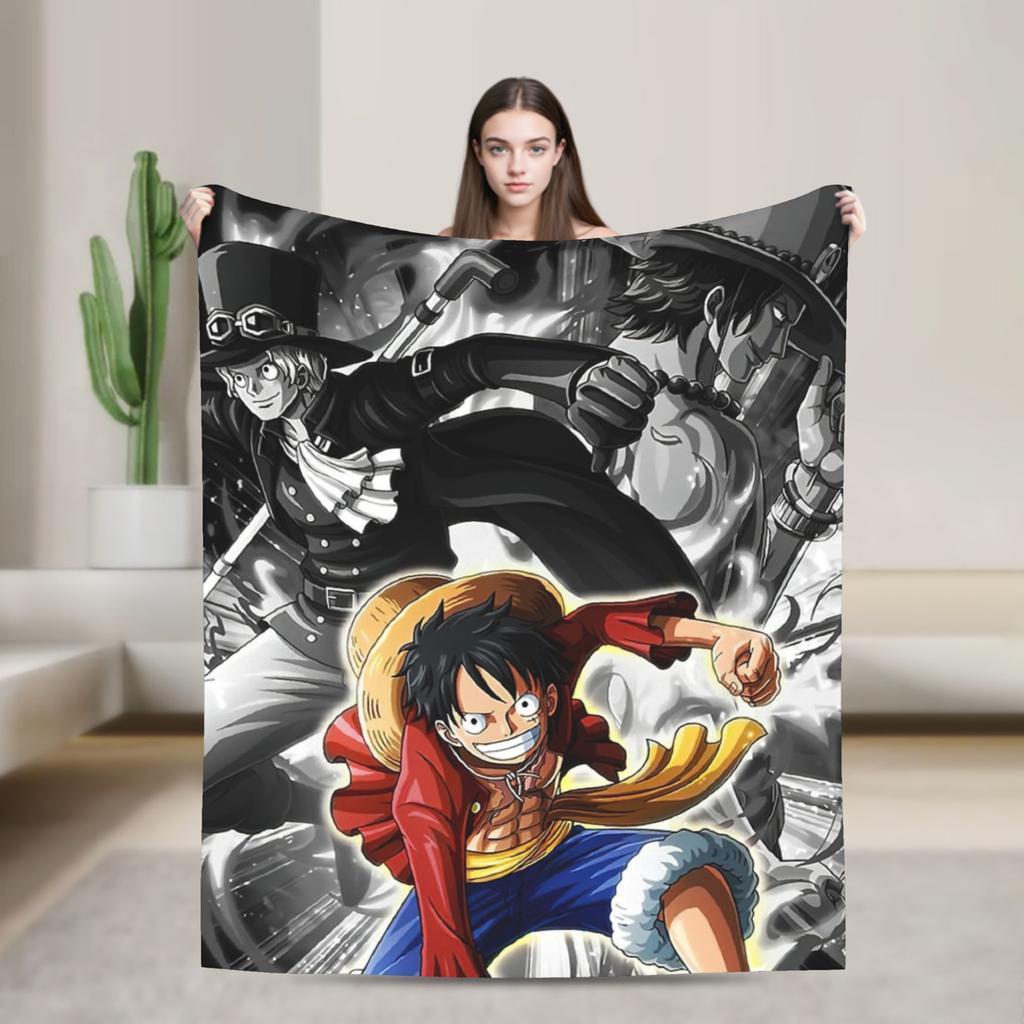 Luffy Blankets The Straw Hat Crew Flannel Awesome Warm Throw Blankets for Bed Sofa Decoration