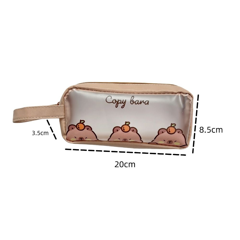 Capybara Pencil Case with Handle Matte Transparent Stationery Storage Pouch Large Capacity Pen Bag Office School Supplies