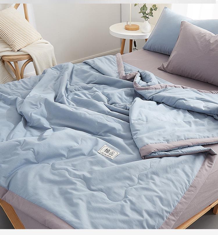 Cotton Solid Color Summer Quilt - Lightweight & Breathable for Dorms and Homes