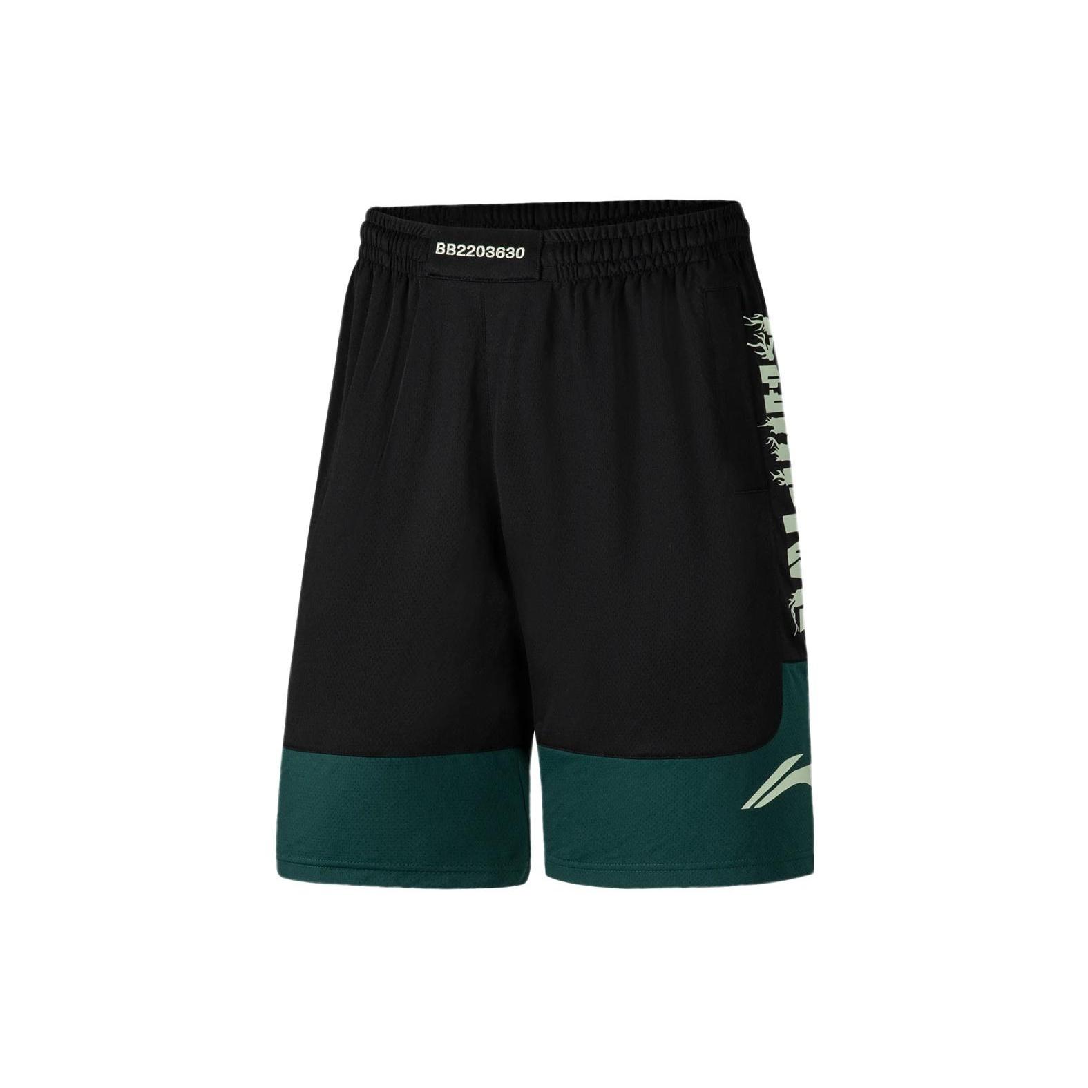 Li-Ning BadFive Logo Basketball Shorts Black Teal Men s AAPS031-12 M