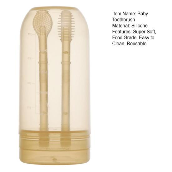 1 Set Baby Toothbrush Food Grade Super Soft BPA Free Heat-Resistant Reusable Massage Teeth Silicone Baby Tongue Cleaner Toothbrush
