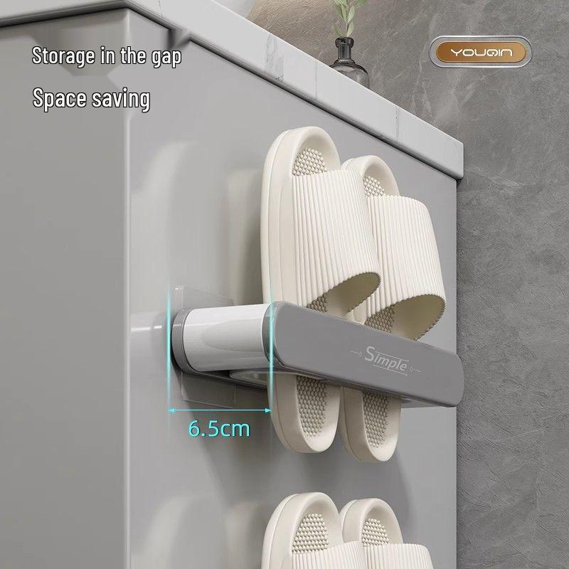 Punch-Free Wall-Mounted Bathroom Slipper Rack for Home Storage