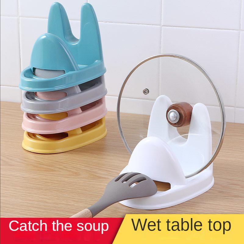 Multi-function Pot Lid Holder Kitchen Storage Rack Plastic Spoon Rest Desktop Kitchen Tools Organizer Pan Cover Holder Storage