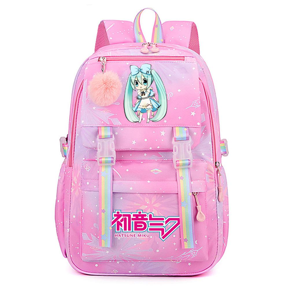 Anime Anime Hatsune Miku Bedruckter Rucksack mit großem Fassungsvermögen, wasserdicht, für Teenager, Schüler, Mädchen, Jungen, Schultasche, Büchertasche, Reisetasche