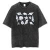 Vintage Washed Cotton TShirt Men Sea Shells Starfish Graphic Tee Coastal Aesthetic Retro Acid Wash Streetwear Loose Fit Top